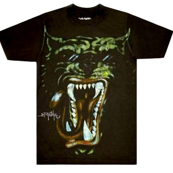 Travis Scott Green Hyena Black Graphic T-Shirt with Fierce Design New - Picture 1 of 2